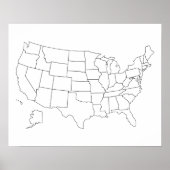 統一された州図空白の米国の概要ポスター ポスター (正面)
