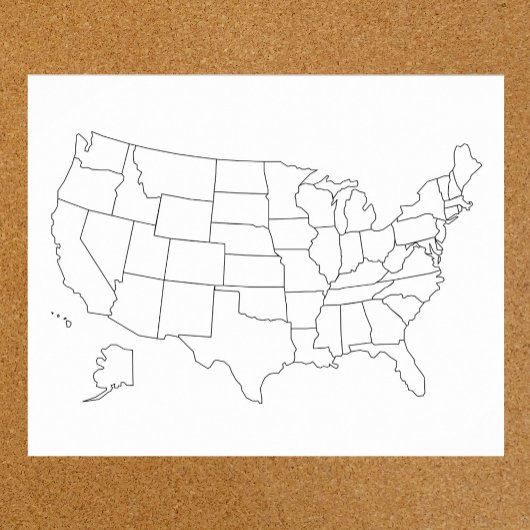 統一された州図空白の米国の概要ポスター ポスター
