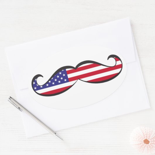 統一された州国旗の口ひげ 楕円形シール (封筒)