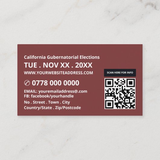 統一された州国旗デザイン、政治運動家 名刺 (裏面)