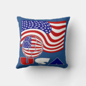 統一された州国旗USAサッカーボールブルー背景 クッション (裏面)
