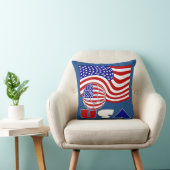 統一された州国旗USAサッカーボールブルー背景 クッション (椅子)