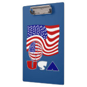 統一された州国旗USAサッカーボールブルー背景 クリップボード (左)