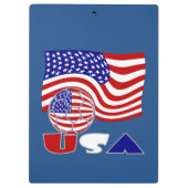 統一された州国旗USAサッカーボールブルー背景 クリップボード (裏面)