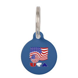 統一された州国旗USAサッカーボールブルー背景 ペット　ネームタグ