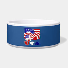 統一された州国旗USAサッカーボールブルー背景 ボウル