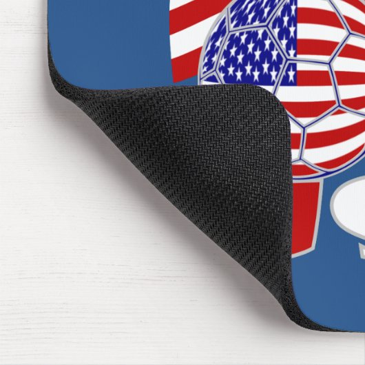 統一された州国旗USAサッカーボールブルー背景 マウスパッド (コーナー)