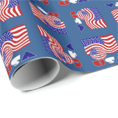 統一された州国旗USAサッカーボールブルー背景 ラッピングペーパー (ロールコーナー)