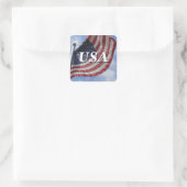 統一された州国飛んでいる旗 スクエアシール (バッグ)