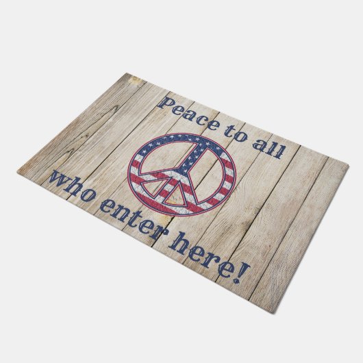 統一された州旗 – ここに入るすべての人に平和 ドアマット (アングル)