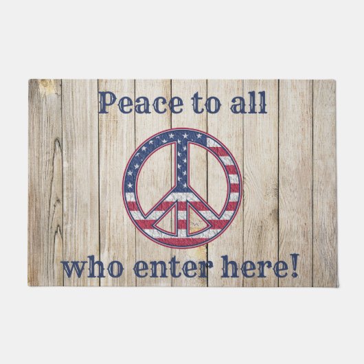 統一された州旗 – ここに入るすべての人に平和 ドアマット (正面)