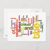 統一された州構成プリアンブルワードクラウド ポストカード (正面/裏面)