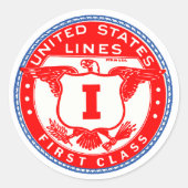 統一された州行の最初のクラスラベル ラウンドシール (正面)