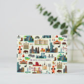 統一された州記号パターン ポストカード (スタンド正面)