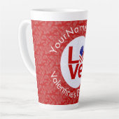 統一された州赤LOVEフラグ大パーソナライズされたきい カフェラテマグ (左アングル)