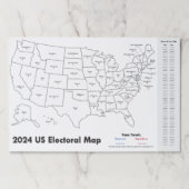 統一された州2024年選挙大学地図の宿題 ペーパーパッド (正面)