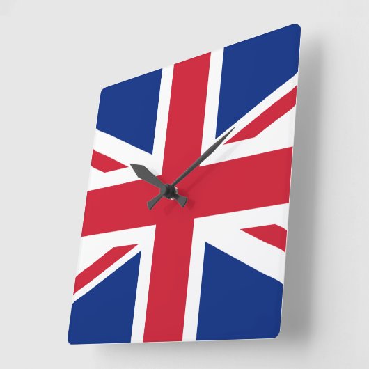 統一された王国旗 スクエア壁時計 (傾斜)