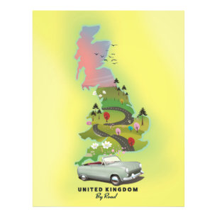 統一された王国「By Road」ヴィンテージ旅行ポスター。 フォトプリント