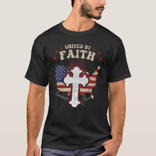 統一されたBy Faith AmericaとJesus Christian USA Pa Tシャツ (正面)