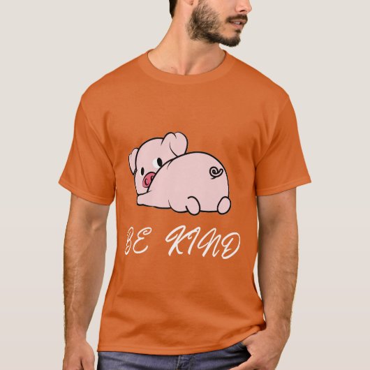 統一の日は優しいおもしろい豚 Tシャツ (正面)