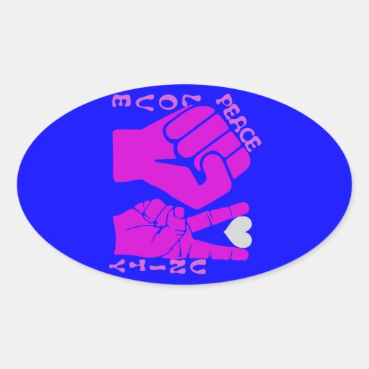 統一，愛と平和，団結_ 楕円形シール (正面)