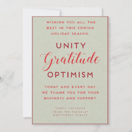 統一、感謝、オプティミズム ビジネス ホリデー カード
