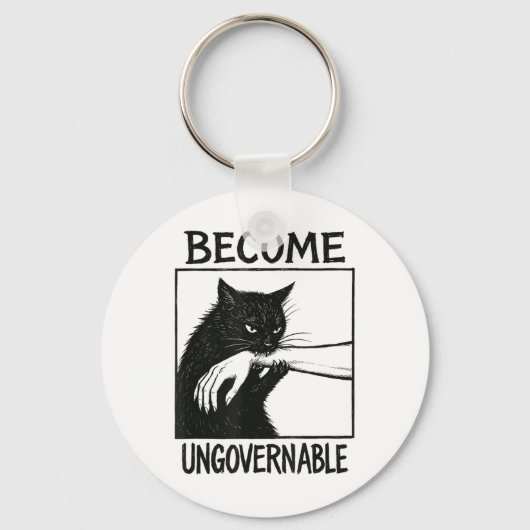 統制不能になる 黒猫が手を噛む 笑えるネコ好き用 キーホルダー (正面)