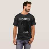 統制不能になろう - 黒猫が手を噛む面白いデザイン Tシャツ (正面フル)