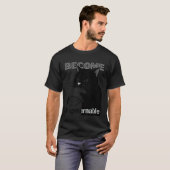 統制不能 - 黒猫が手を噛む面白いデザイン Tシャツ (正面フル)