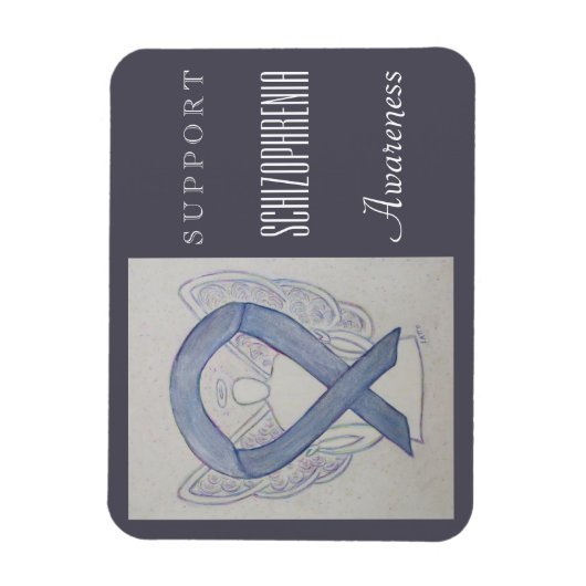 統合失調症認識度リボンエンジェルカスタムマグネット マグネット (縦)