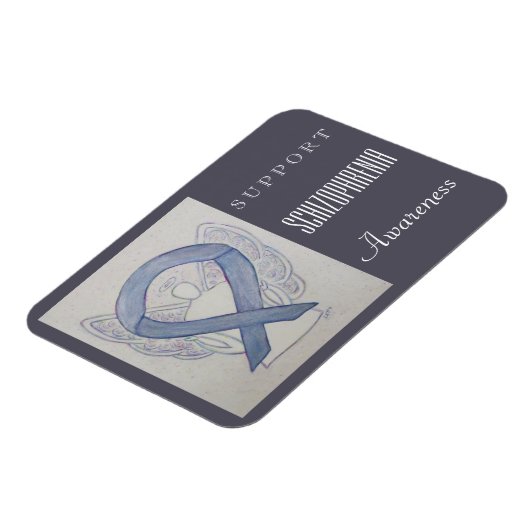 統合失調症認識度リボンエンジェルカスタムマグネット マグネット (左側)