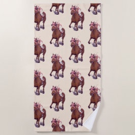 統率馬が競走に勝利 ビーチタオル