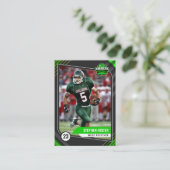 統計を含む緑と黒のサッカーのトレーディングカード コーリングカード (スタンド正面)