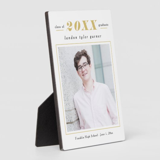 統計シンプル編集可能カラー卒業プラーク フォトプラーク (側面)