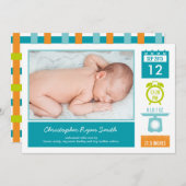 統計大切の誕生の発表-青 案内状 (正面/裏面)