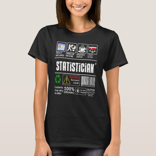 統計学者 ラベル スキル 問題解決 コーヒー W Tシャツ (正面)