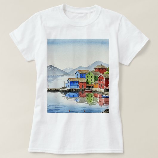 絵になる漁村 Tシャツ (デザイン正面)