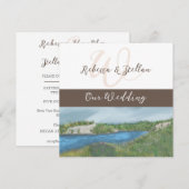 絵のようなペイントされた海辺の結婚式招待状 招待状 (正面/裏面)