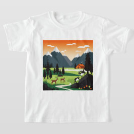 絵のような山の景色 Tシャツ