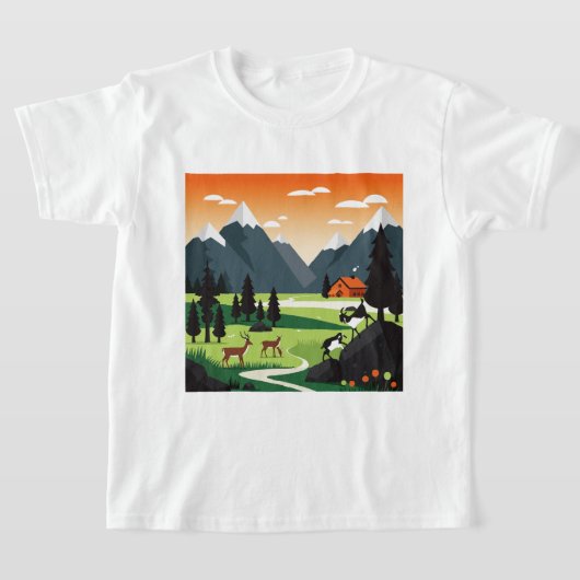 絵のような山の景色 Tシャツ (レイダウン)