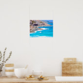 絵のような海の風景 優しい波と崖の写真 ポスター (キッチン)