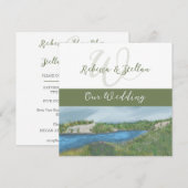 絵のような海辺のペイントウェディング招待状 招待状 (正面/裏面)