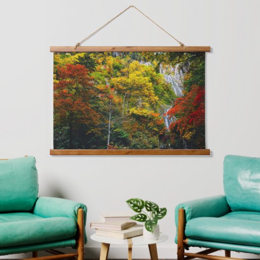 絵のように美しい景色の秋羽衣滝北海道 吊り下げ型タペストリー (リビング)