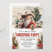 絵のように美しい西サンタカウボーイ保安官のバッジ 招待状 (正面/裏面)