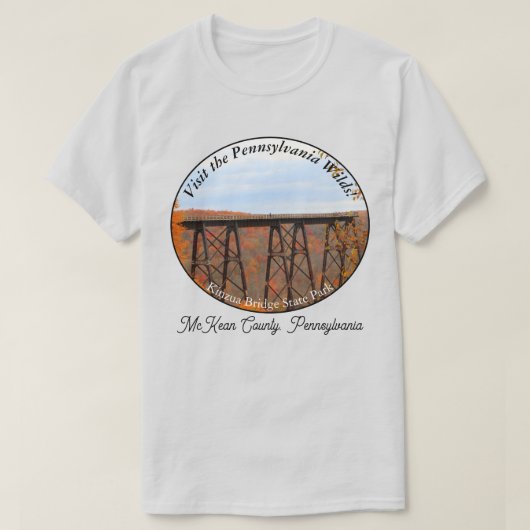 絵のように美しいPAウィルドお土産Kinzua Bridge LT Tシャツ (デザイン正面)