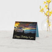 絵の具で表現した夕焼けの折りたたみ式グリーティングカード カード (黄色い花)