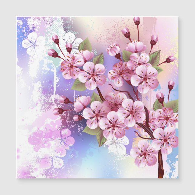 絵の背景にピンクの桜 (正面)