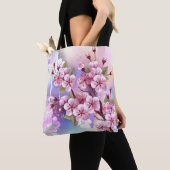 絵の背景にピンクの桜 トートバッグ (クローズアップ)