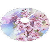 絵の背景にピンクの桜 ブラッシュドポリエステルツリースカート (アングル)
