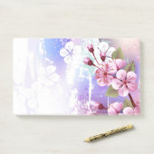 絵の背景にピンクの桜 ポストイット (デスク)